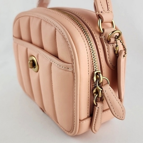 COACH Lunchbox Crossbody Leather Bag Top Handle Quilted Faded Blush - Picture 4 of 16